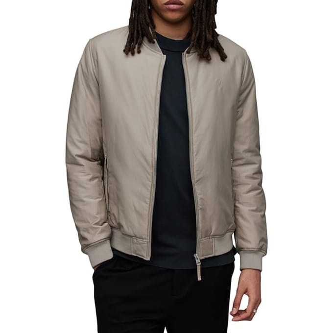 AllSaints Withrow Bomber Stone Taupe Größe: XXL | Bomberjacken Outlet | Herren | Schwarz