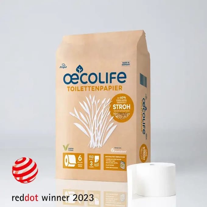Oecolife - Voordeelpack 24 rollen XL toiletpapier stro - 3 lagig - 150 vellen per rol