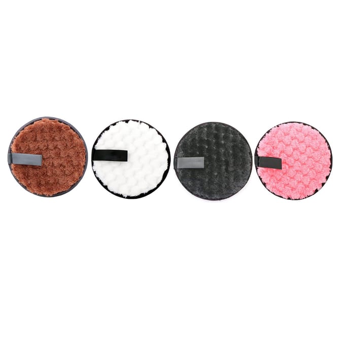 4 stuks Make-up Verwijderingspads Rond Dubbelzijdig Herbruikbaar Zacht Draagbaar Wasbaar Make-up Microvezel Pad brown