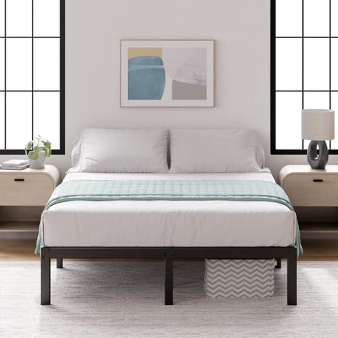 Metaal bedframe 140 x 190 cm met opbergruimte - 36 cm hoog, zwart