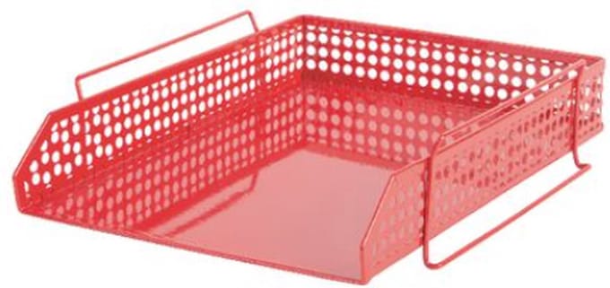 Office Depot Mesh Brievenbakje Rood A4 Draadgaas 25,5 x 33,5 x 7 cm