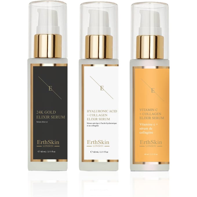 Vitamine C + Collageen Elixir Serum 60ml + Hyaluronzuur & Collageen Serum - 60ml + Anti-Rimpel Elixir Serum 24k Goud - 60ml