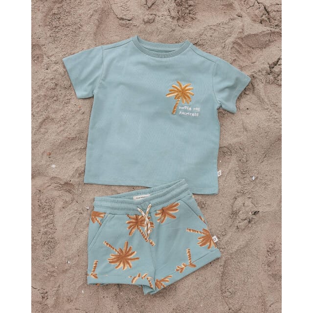 Your Wishes - Palmtrees Oversized Tee - Ocean - Maat 110