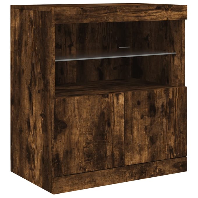 vidaXL - Dressoir - met - LED-verlichting - 60x37x67 - cm - gerookt - eikenkleurig