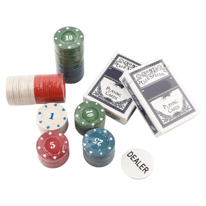 100 STUKS Poker Chips Kaarten met Draagbare Koffer voor Texas Holdem Black Jack gray