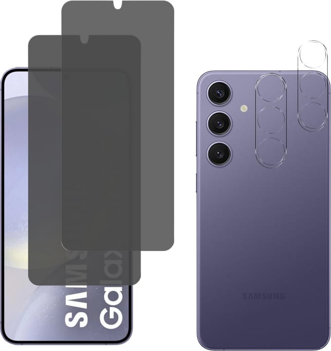 Screenprotector geschikt voor Samsung Galaxy S24 Plus - 2 stuks Beschermglas Privacy Glas Screenprotector van glazen schermbeschermfolie + 2 stuks Camera Protector