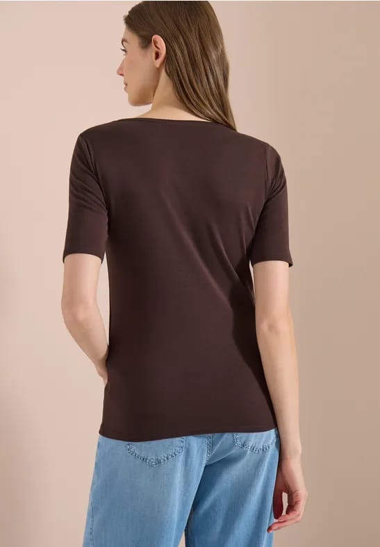Basic Shirt met ronde hals in effen kleur