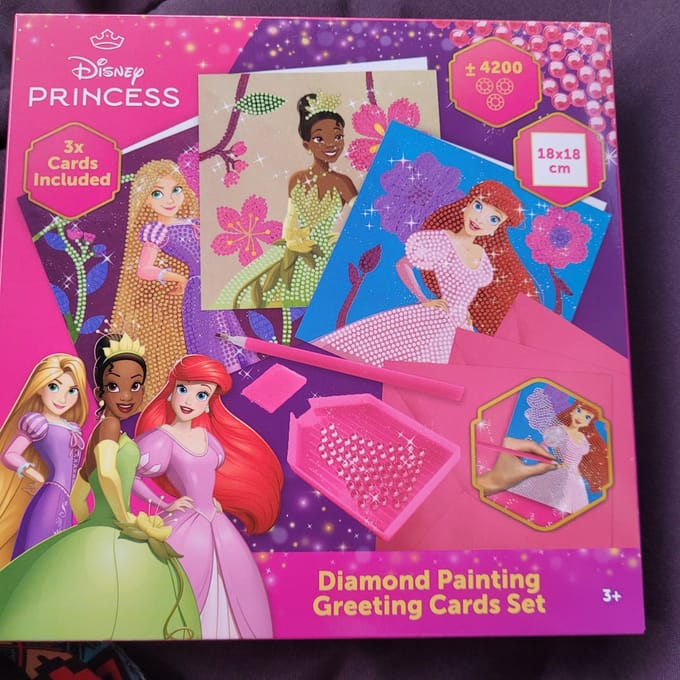 Diamond painting kaarten sets - Prinsessen- 3 stuks + enveloppen