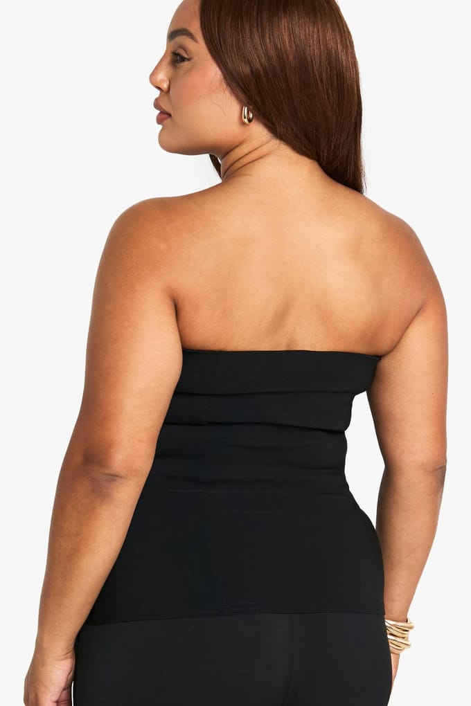 boohoo Dames Plus Bengaline Korset Bandeautop | Black | Maat: 24