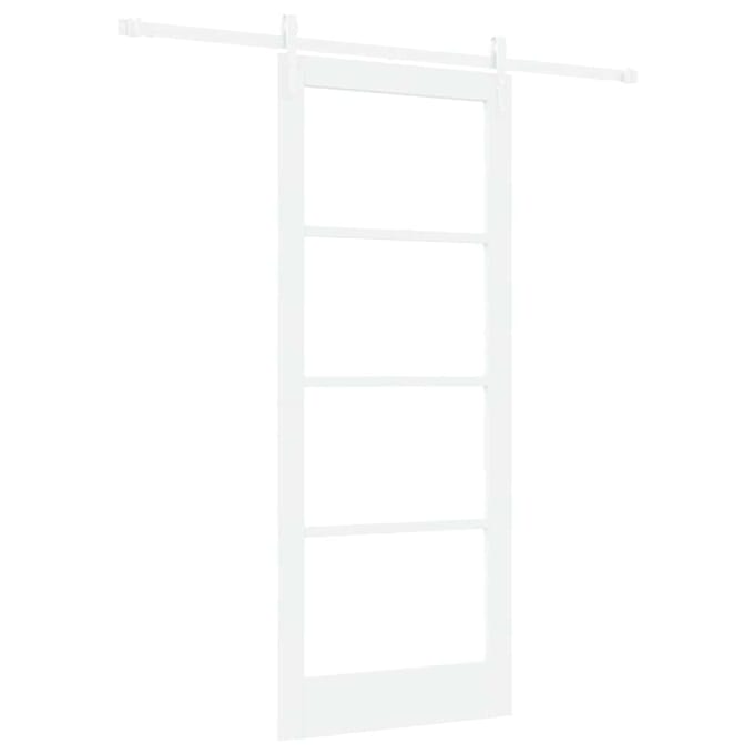 vidaXL - Schuifdeur - 83 - x - 202 - cm - Massief - grenenhout - en - glas - Wit