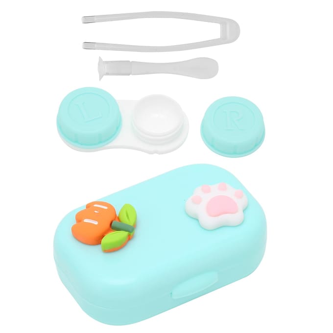 Contactlenshouder Schattig Draagbaar Contactlenscontainer Houder Doos Bewaarset Soak Kit Groen geel
