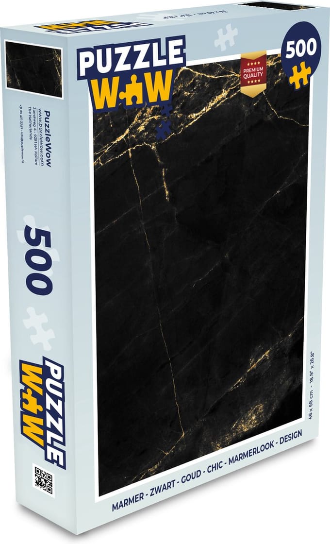 Puzzel Marmer look - Luxe - Zwart - Goud - Legpuzzel - Puzzel 500 stukjes