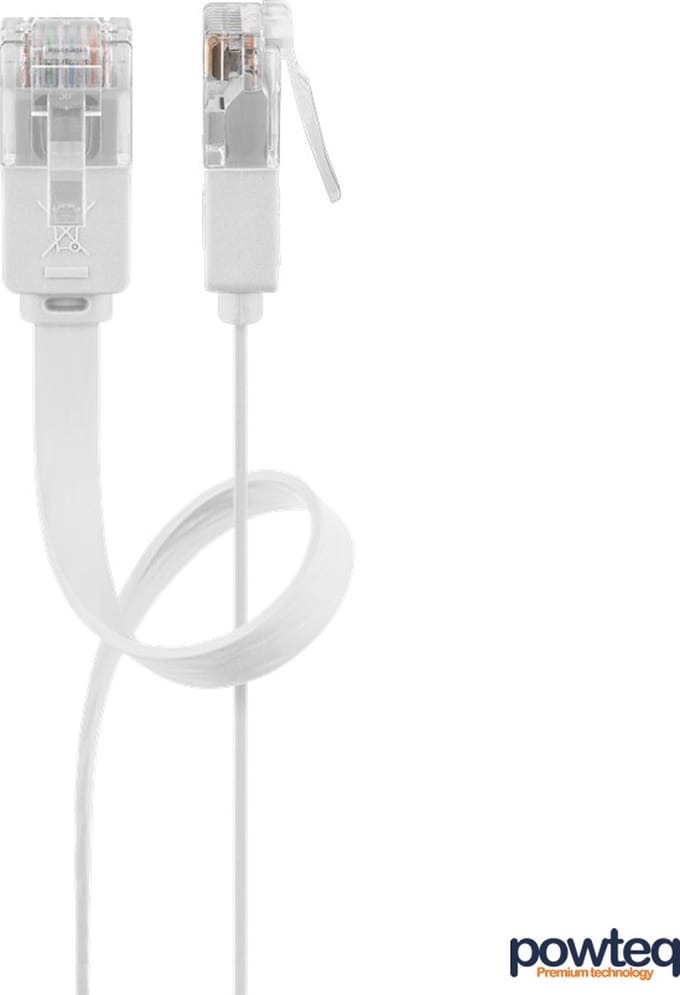 5 meter - Platte internet kabel - 1000 Mbps - Wit- Netwerkkabel onder laminaat - Kabel achter de plint