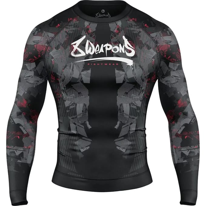 8 WEAPONS Rashguards L/S Hit 2.0 Zwart Rood - M