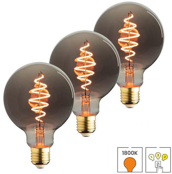 Lybardo - E27 LED Lamp - 3-pack - 3 staps Dimbaar - 6W - 1800K Extra Warmwit Licht