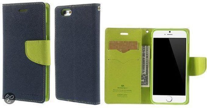 iPhone 6 plus Mercury Cover Color Fancy Diary Blauw/Groen
