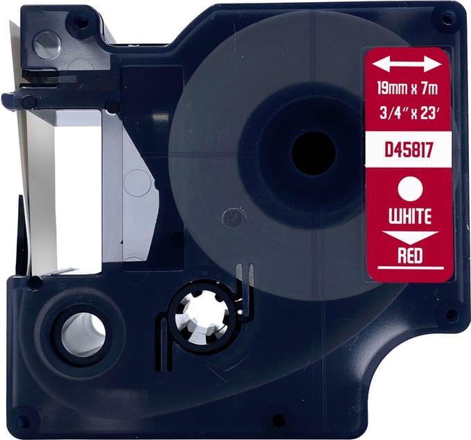 DULA Dymo D1 45817 Compatible label tape - 1 lettertape - Wit op rood - 19mm x 7m