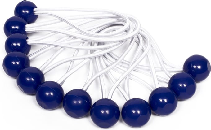 Elastiek met bal - spanelastiek voor dekzeilen en tenten - 12 delig - blauw