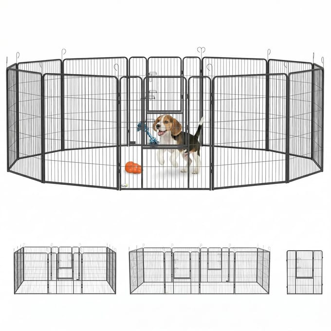Hondenren - Puppyren - Hondenbench - Staal - Uitbreidbaar - Grijs