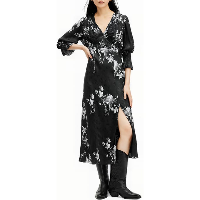 AllSaints Ani Iona Dress Black Taglia: 4 | Abiti Midi Outlet | Donna | Nero