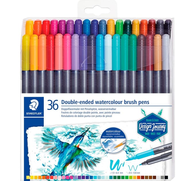 STAEDTLER Design Journey - Dubbele Brush pen met penseelpunt - set 36 st