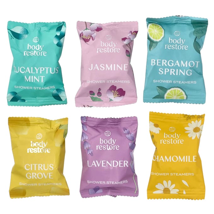 Shower Steamers Reset Mix 6-pack - Body Restore - Douche Tabletten met 100% Etherische Oliën - Aromatherapie Douche - Wellness Cadeau