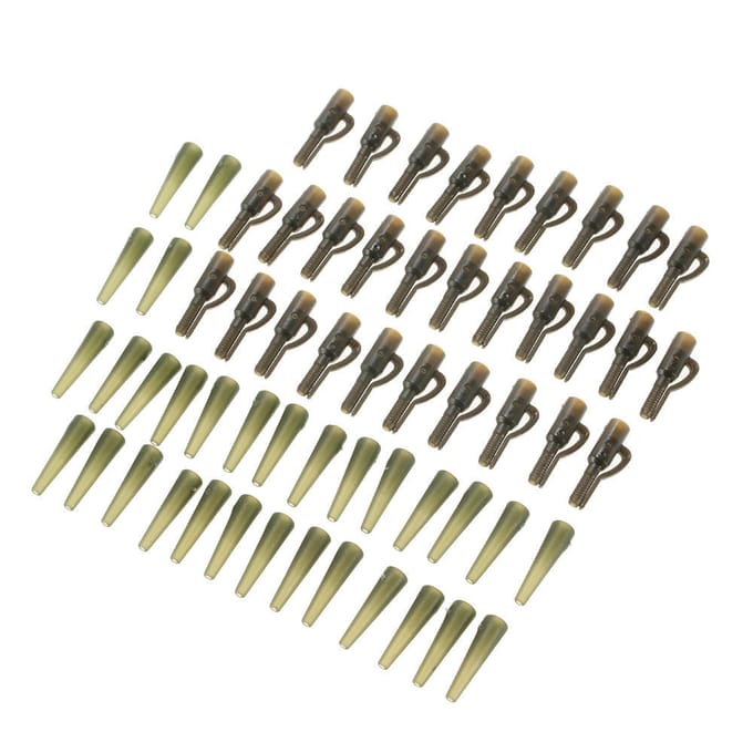 120 pièces/30 ensembles Pêche à la carpe Clips de sécurité Plomb Tubes de queue Épingles Émerillons Terminal black