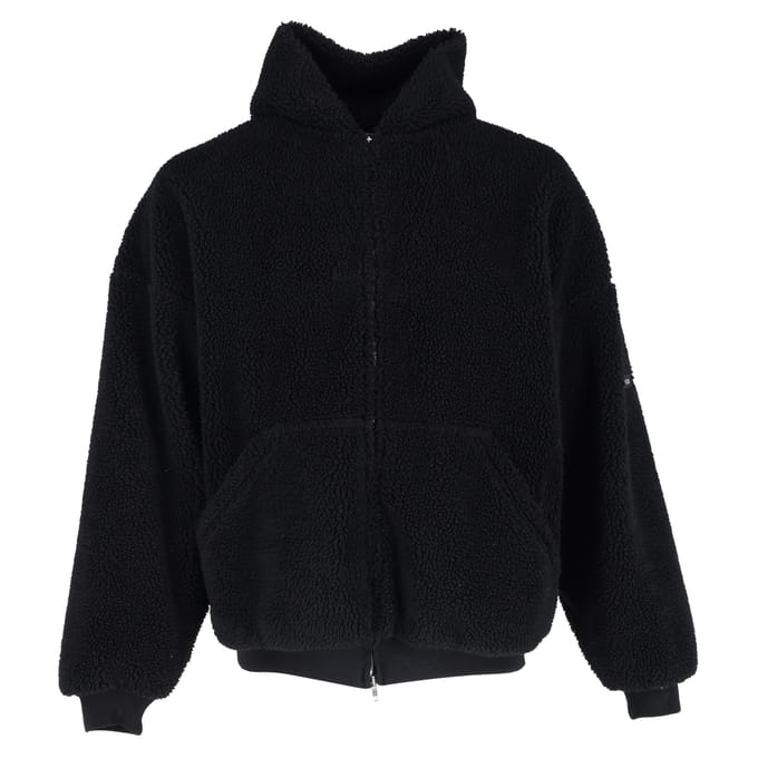 Balenciaga oversized fleece hoodie met rits in zwart polyester