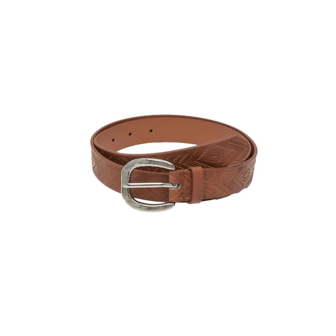 Urban Classics Riem - Leather Imitation Punched Pattern Belt - voor Vrouwen - bruin