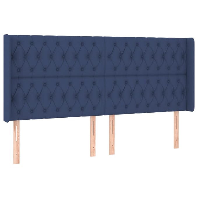 vidaXL - Hoofdbord - LED - 203x16x118/128 - cm - stof - blauw