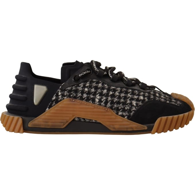 Dolce & Gabbana Zwarte Witte Stoffen Veterschoenen NS1