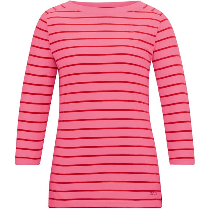 Regatta Dames/Dames Baylette II Gestreept T-shirt (Roze limonade/rood met hoog risico)