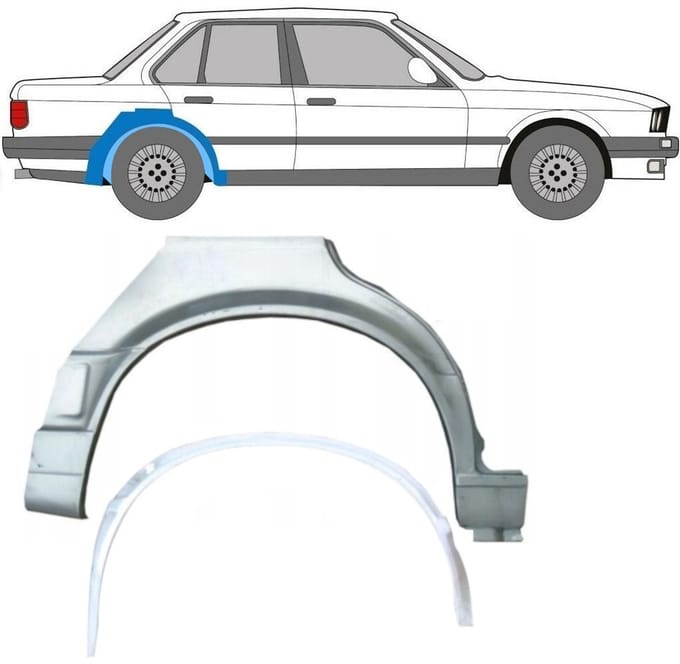 Reparatiepaneel achterspatbord voor BMW 3 E30 1987-1994 / Rechts / Set