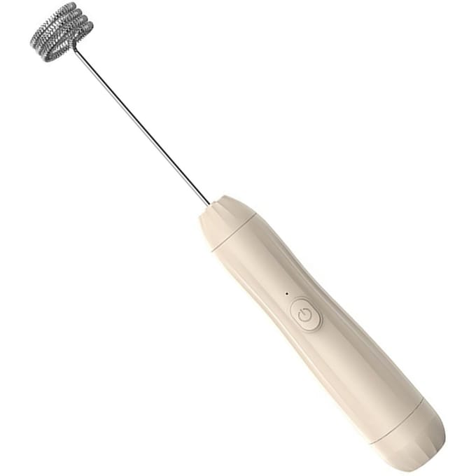 Elektrische Opschuimer Handheld Schuimmaker Melk Koffie Warme Chocolade Klopper Drankmixer voor Thuisgebruik beige