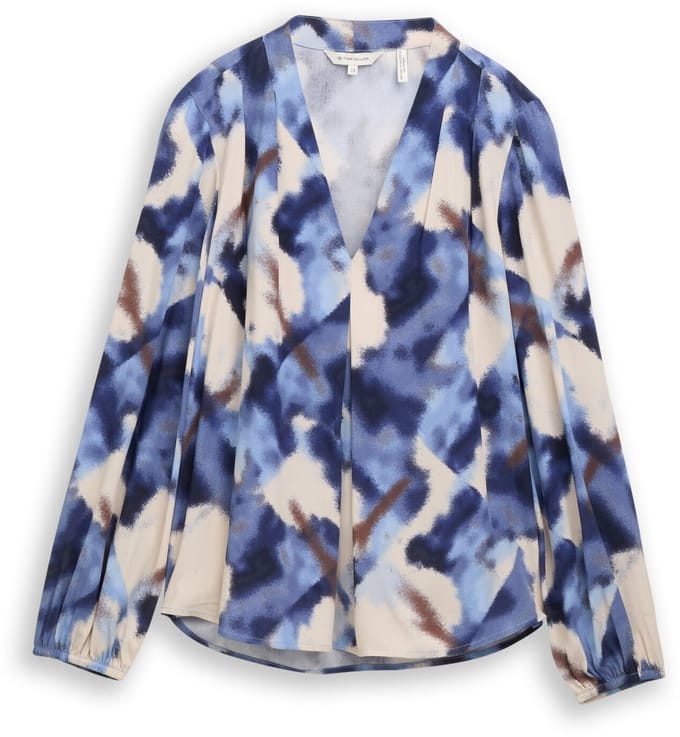 Tom Tailor - Blouse met patroon - Maat 36 - blue blurry argyle