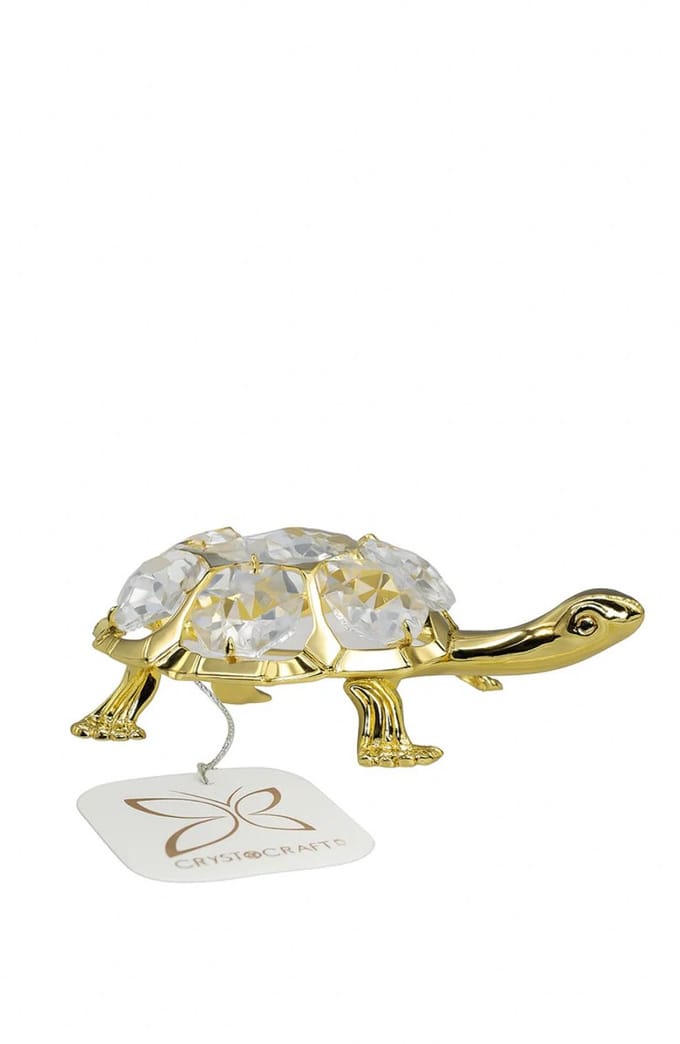 Schildpad suncather 24K Gold plated met BOHEMIA kristal met zuigmap