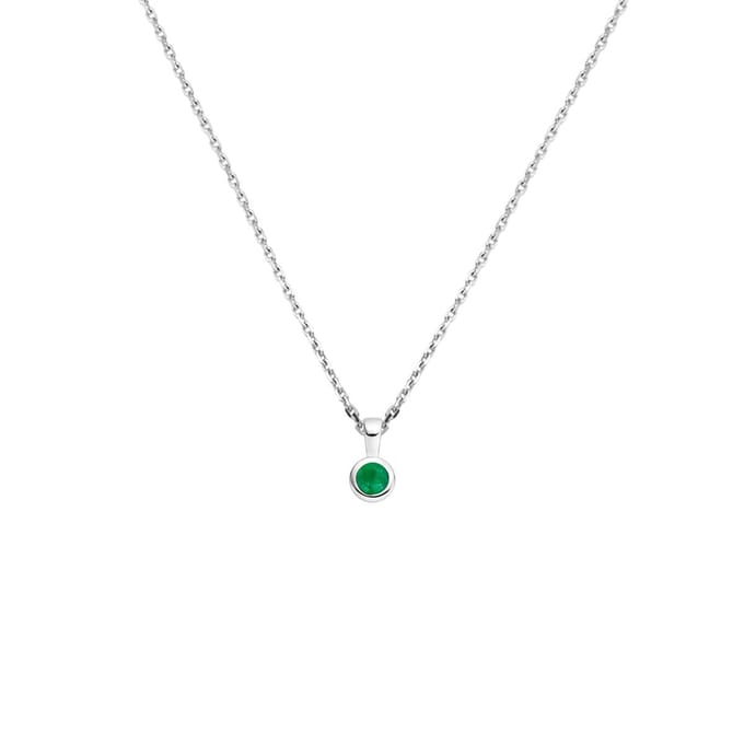 Collier Met Geboortesteen 41 + 4 Cm Zilver Gerhodineerd