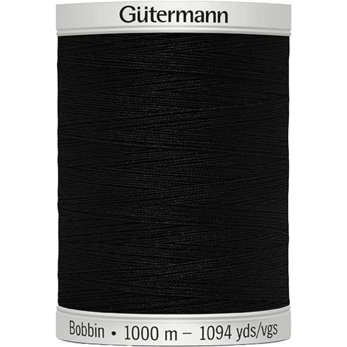 Gütermann Bobbin ondergaren, 1000 m - 1005 Zwart