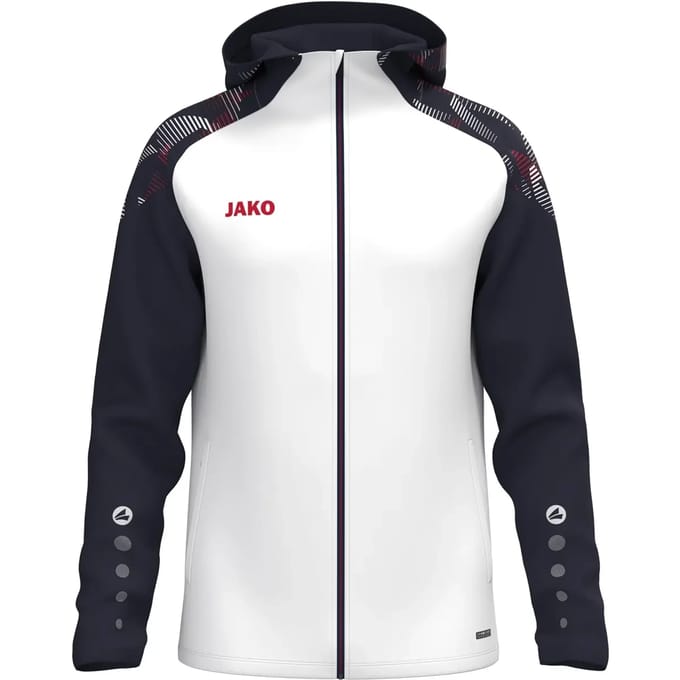 Jako Sonic Jas Met Kap Heren - Wit / Marine / Rood | Maat: S