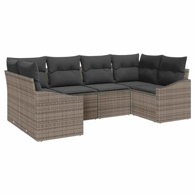 vidaXL Bankstel 6 st Grijs poly rattan