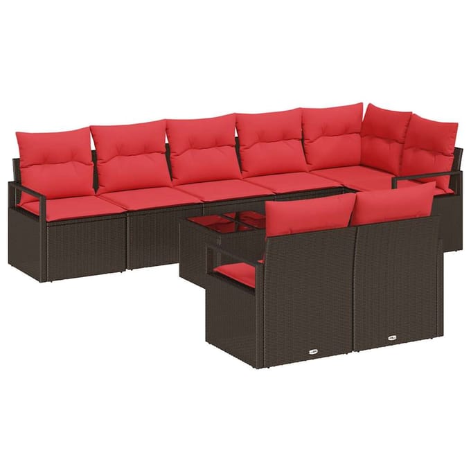 vidaXL Bankstel 9 st Bruin poly rattan