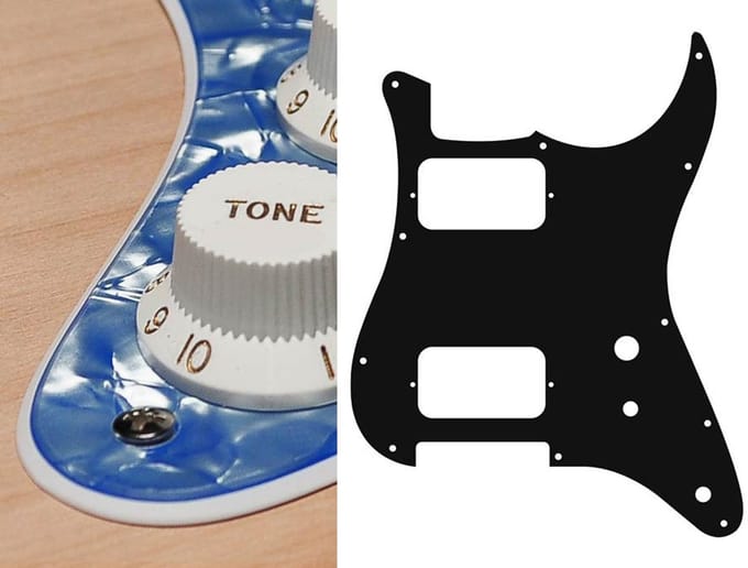 Boston ST-231-POB pickguard, Stallion, HH, 2 pot holes, toggle switch, 2 ply, pearl ocean blue