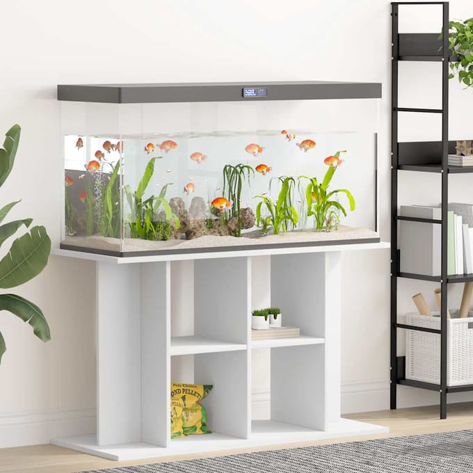 vidaXL - Aquariumstandaard - 100x40x60 - cm - bewerkt - hout - wit
