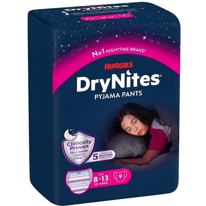 DryNites Girl Pyjama Pants 8-13 Years 9 st