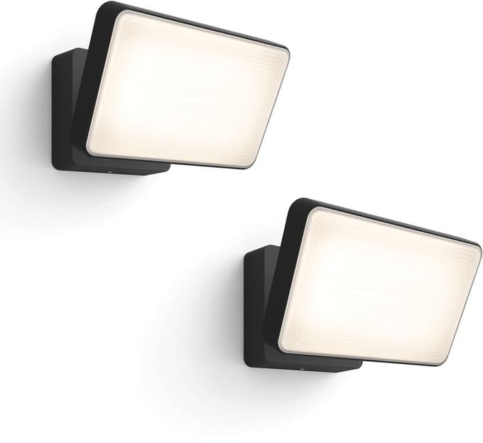 Philips Hue Welcome Set van 2 Verstralers (Zwart) - Buitenlamp - Warmwit Licht - Hue White