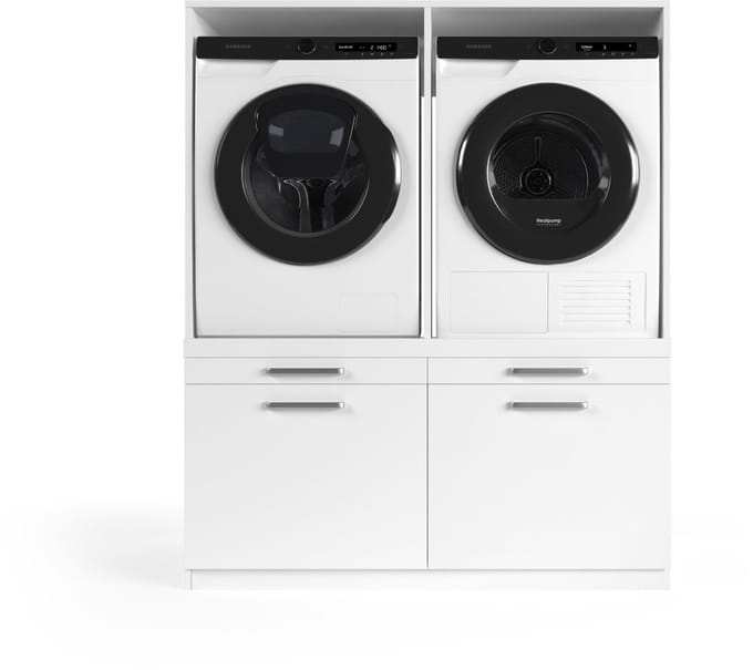 Wasophoogte® Wasmachine Kast Oslo - Wasmachine verhoger - Wasmachine ombouw - 700(D)*1330(B)*1580(H) mm - Wit