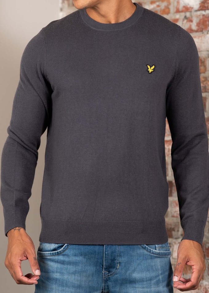 Lyle & Scott Cotton merino crew neck jumper - shadow