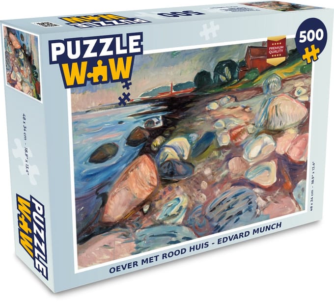 Puzzel Oever met rood huis - Edvard Munch - Legpuzzel - Puzzel 500 stukjes