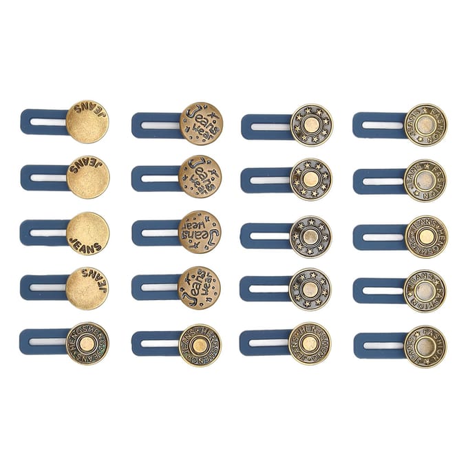 20 PCS Boucle de Taille DIY Fabrication Réglable Détachable Forme Ronde Alliage Silicone Petit Portable Pantalon gray