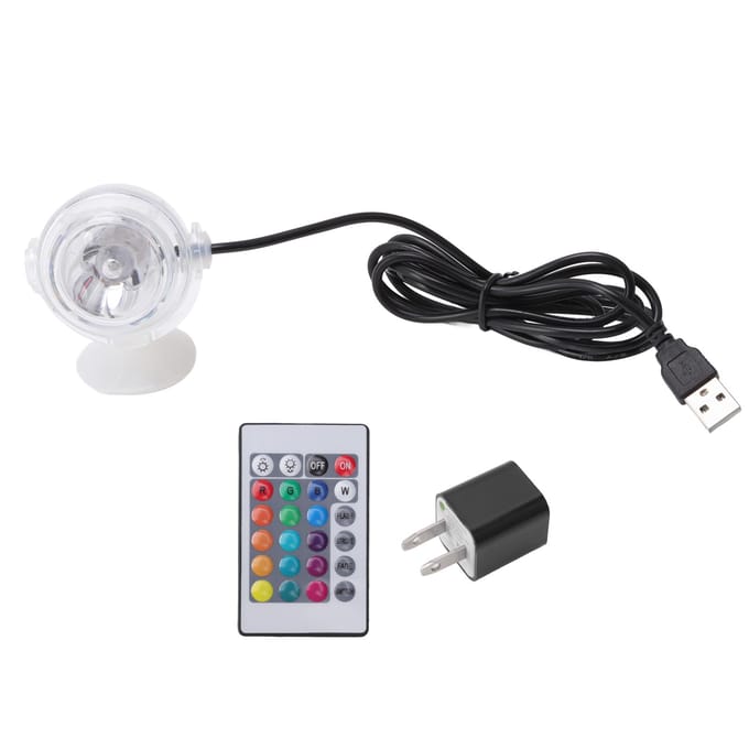 LED Aquarium Licht Kleurverandering Rond Waterdicht Dompelbaar Vistank Lamp 1W black